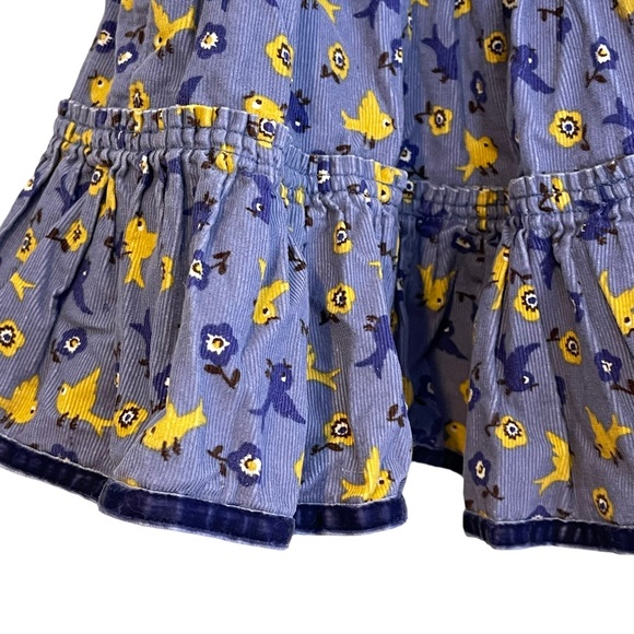 Mini Boden Corduroy Tiered Layered A Line Skirt Size 4 - 5 Birds and Floral - Picture 6 of 9
